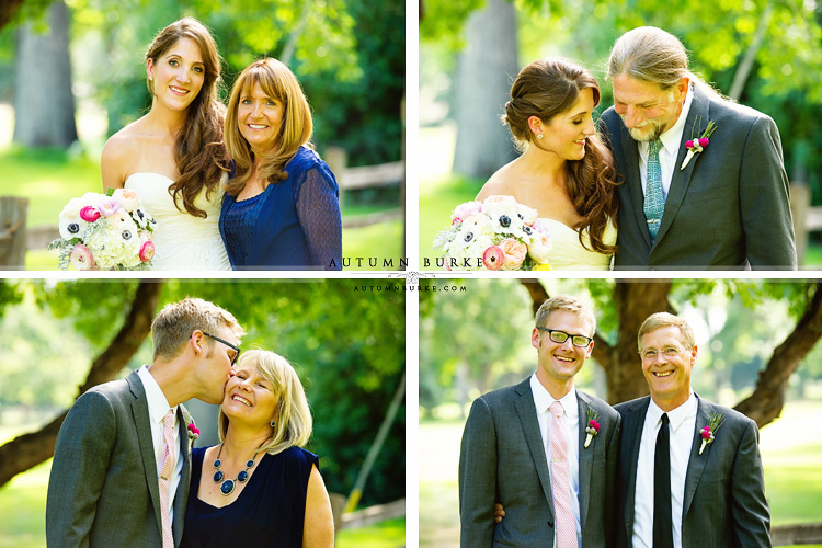 family portraits colorado wedding bride and groom with parents