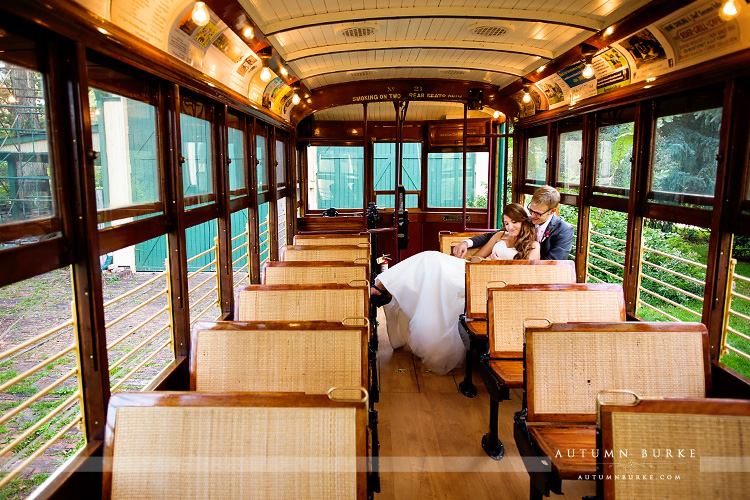colorado wedding fort collins trolley bride and groom