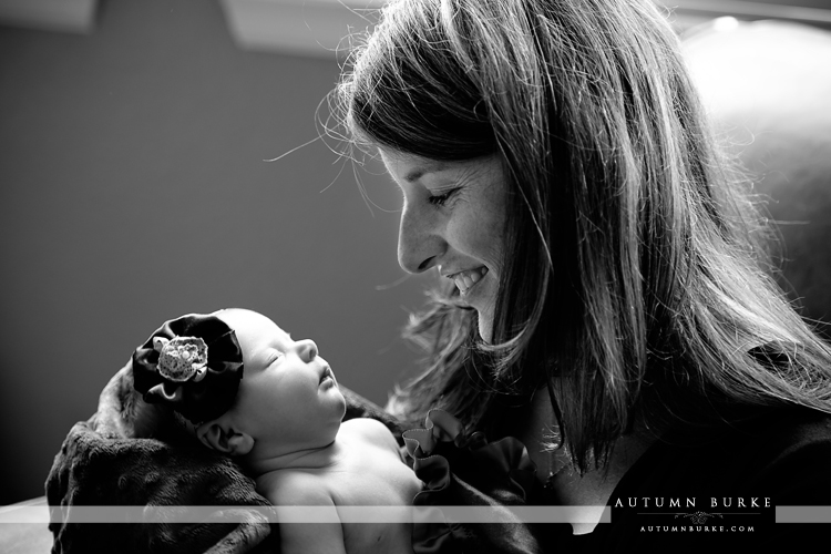 classic portrait newborn baby with mommy 