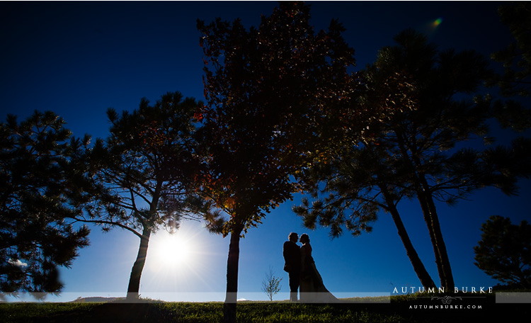 colorado wedding spruce mountain ranch bride and groom portrait silhouette