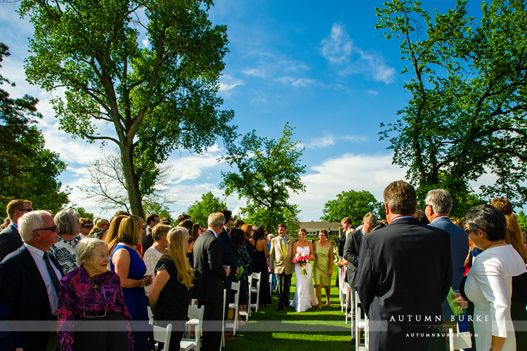 bride with parents ceremony processional denver colorado wedding ceremony bowling green country club