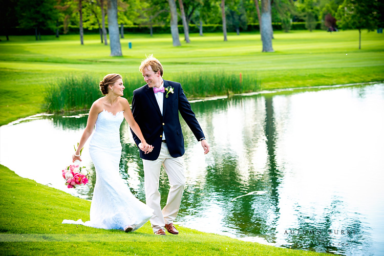 bride and groom colorado country club denver wedding lake romantic