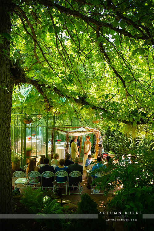 denver botanic gardens outdoor wedding ceremony woodland mosaic solarium chuppah