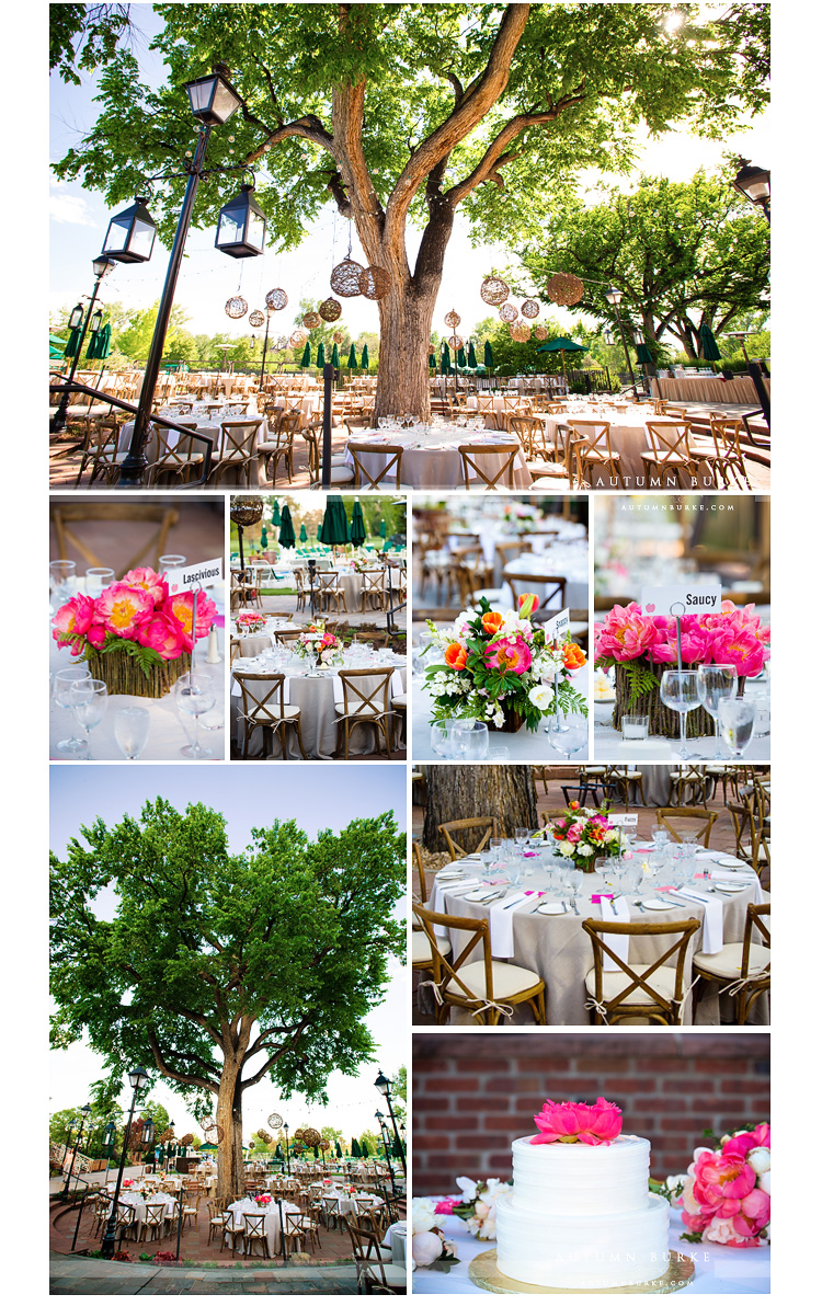 design and decor peony centerpieces lanterns and market lights denver colorado outdoor wedding reception country club reception