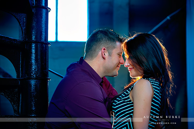 clocktower downtown denver engagement portrait session urban industrial