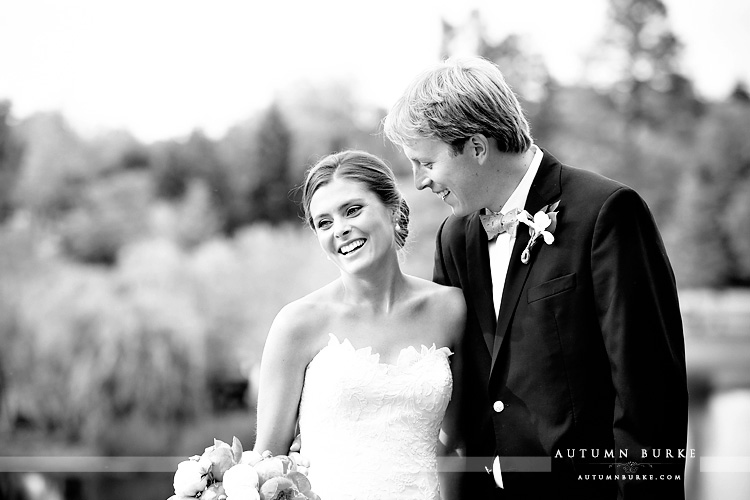 love and laughter just married colorado country club in denver bride and groom