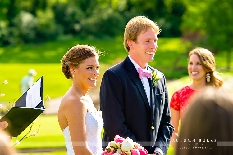 outdoor wedding ceremony country club denver colorado bride and groom