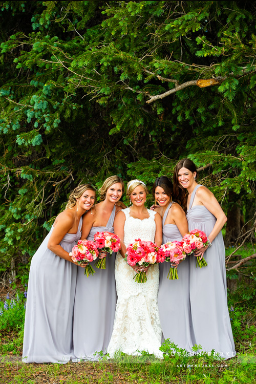 beautiful colorado mountain wedding beaver creek wedding deck ceremony bridesmaids