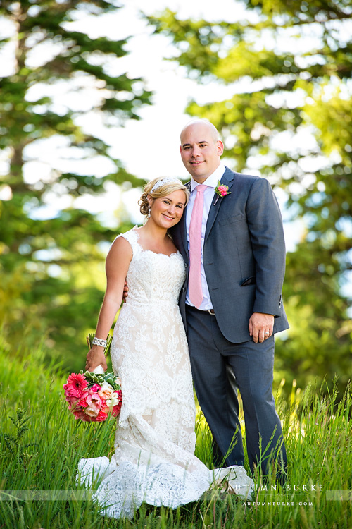 colorado mountain wedding beaver creek deck bride and groom portrait