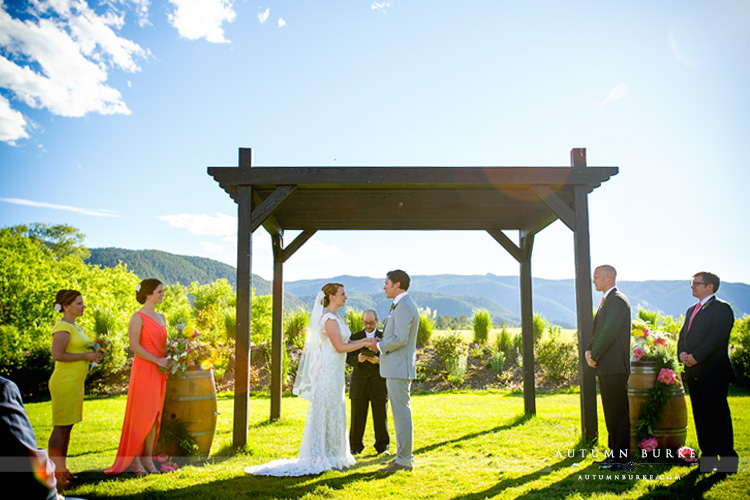 colorado outdoor wedding ceremony crooked willow farms larkspur barn rustic elegant