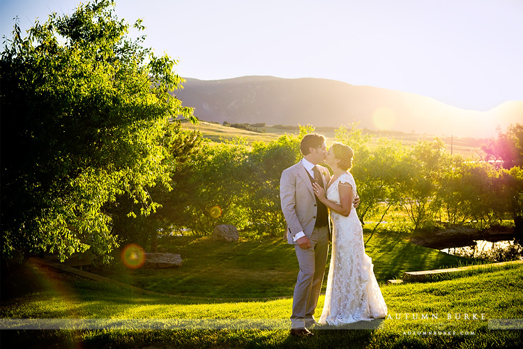 romantic colorado wedding crooked willow sun-kissed mountains late day light bride and groom