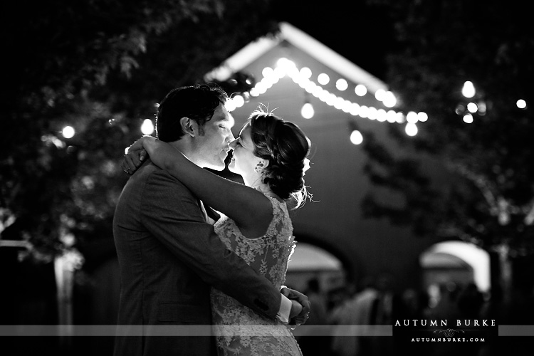 crooked willow farms wedding at night in courtyard bw larkspur colorado barn romance dramatic 