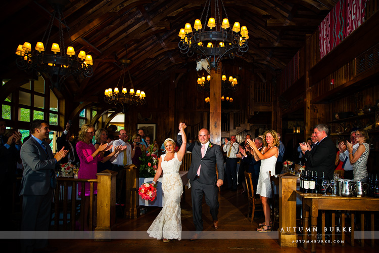 grand entrance saddle ridge colorado mountain beaver creek wedding reception bride groom 