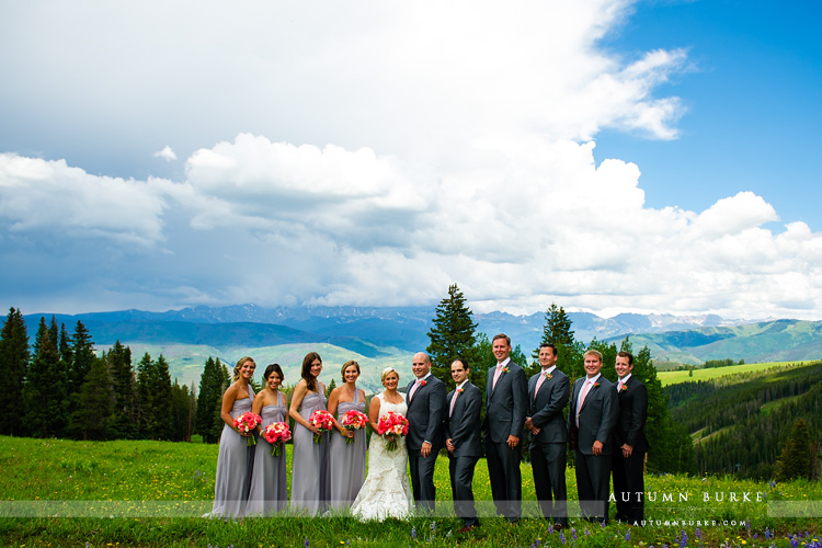 wedding party beaver creek mountain ceremony deck bridesmaids groomsmen