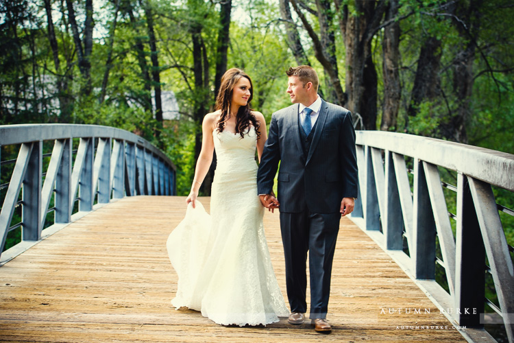 aspen colorado little nell mountain wedding first look bridge