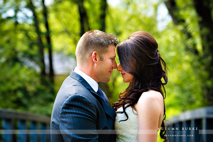 aspen colorado little nell mountain wedding first look bride and groom bridge portrait