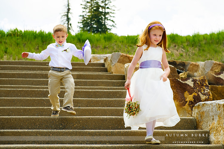 beaver creek wedding deck colorado mountain ceremony flower girl and ring bearer