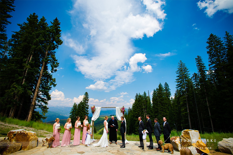 beaver creek wedding deck colorado mountain wedding ceremony with dogs