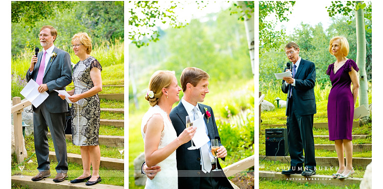 parent toasts cocktail hour saddle ridge beaver creek colorado wedding reception