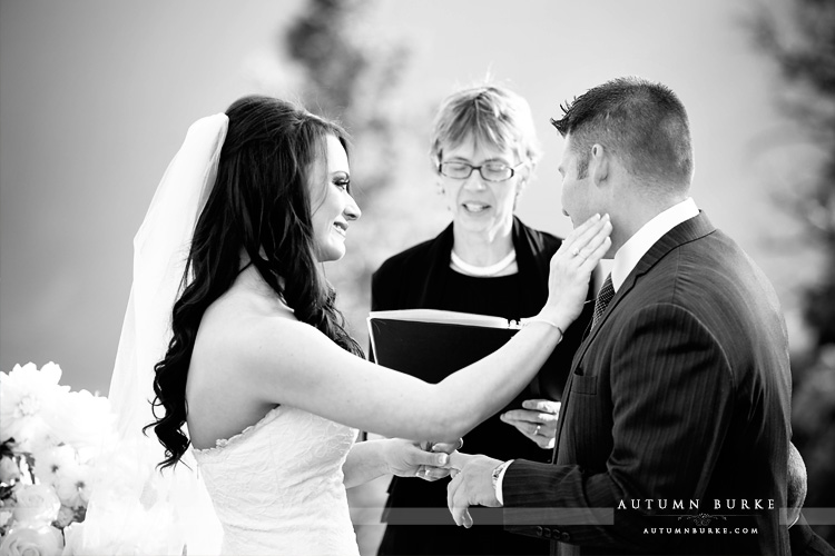 aspen wedding ceremony little nell wedding deck bride and groom