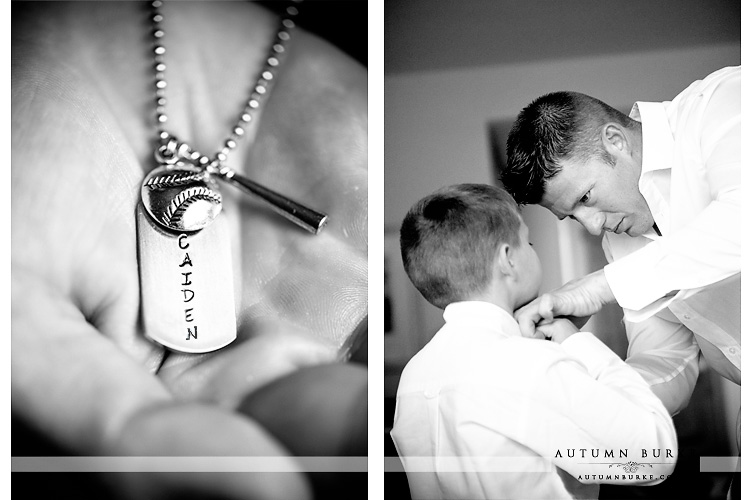 aspen wedding getting ready groom helps ring bearer colorado mountain