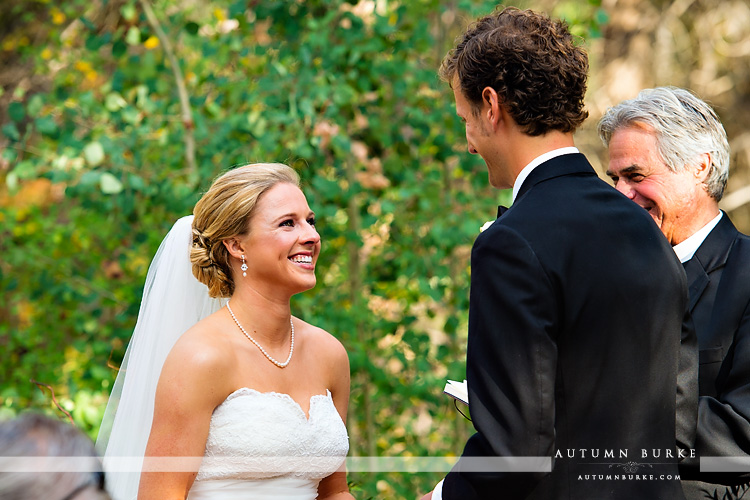 bride during wedding ceremony vows donovan pavilion vail colorado mountain