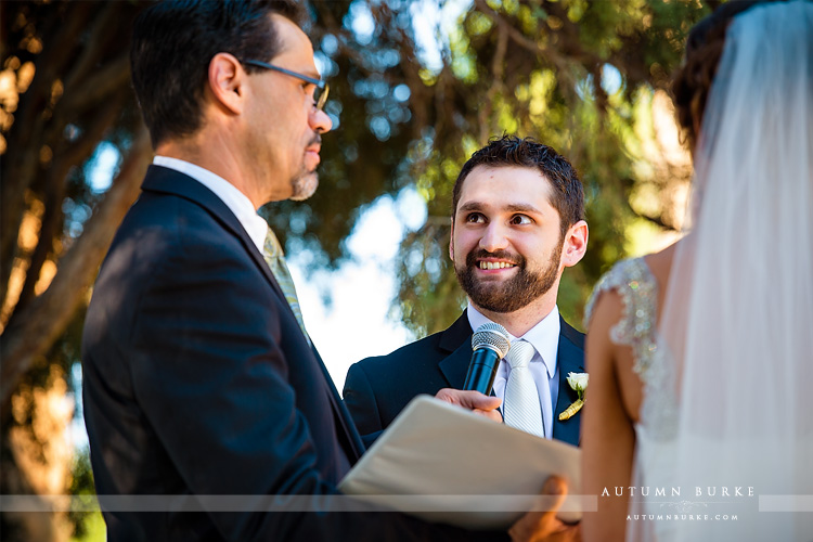 colorado highlands ranch mansion wedding ceremony groom vows