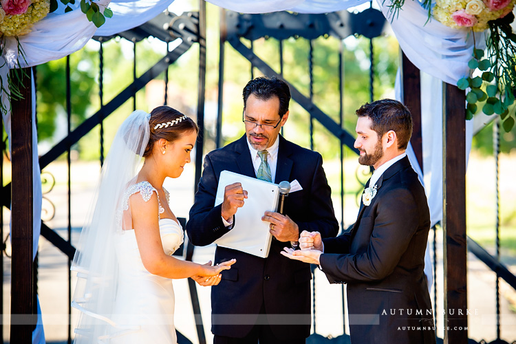 colorado highlands ranch mansion wedding ceremony rock paper scissors