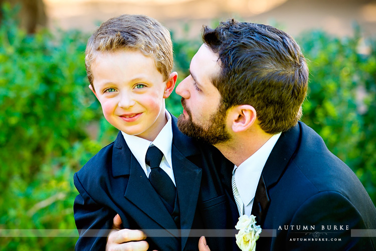 colorado highlands ranch mansion wedding groom with ring bearer