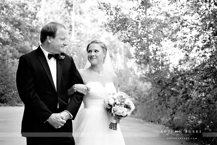 dad walks daughter down aisle donovan pavilion vail mountain wedding colorado