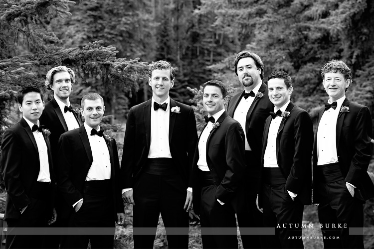 downtown vail colorado mountain wedding groom and groomsmen