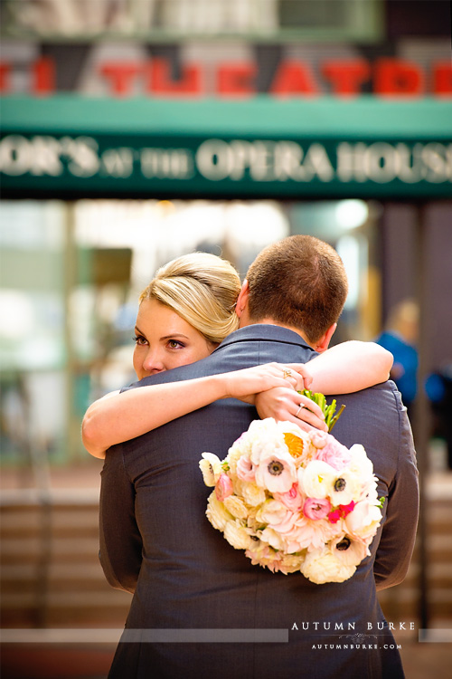 first look denver colorado wedding dcpa seawell ballroom bride groom