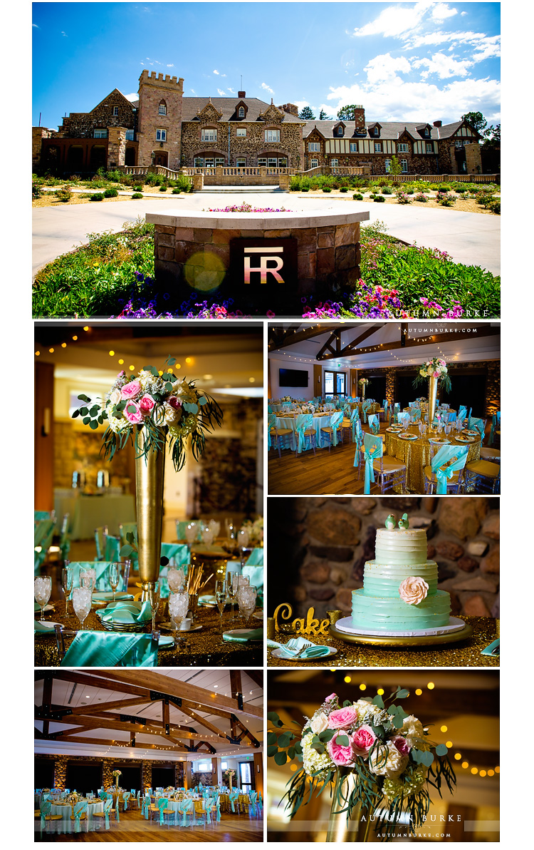 highlands ranch mansion wedding decor glitter ballroom cake centerpieces