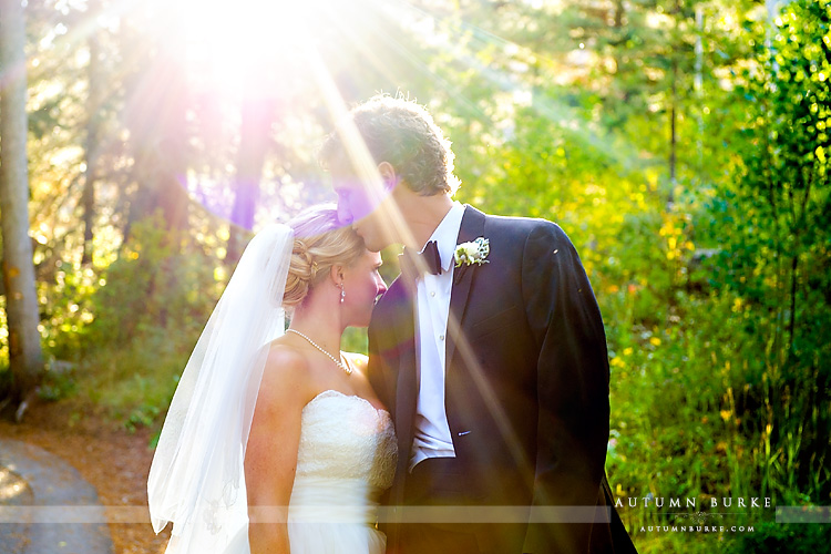 vail donovan pavilion bride and groom first look bridge colorado mountain wedding