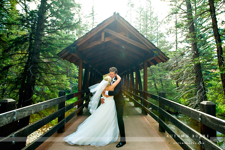 vail wedding donovan pavilion bride and groom first look bridge colorado mountain