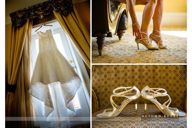 broadmoor wedding bride prep getting ready dress shoes jimmy choo