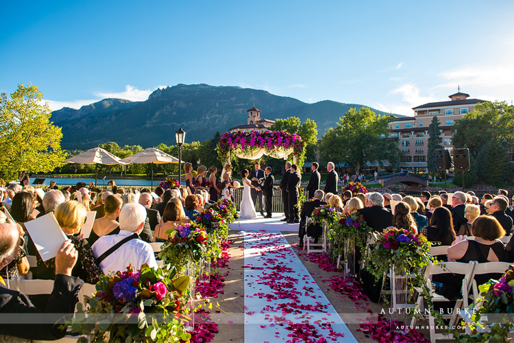 broadmoor wedding ceremony lakeside terrace flower arch colorado springs designworks