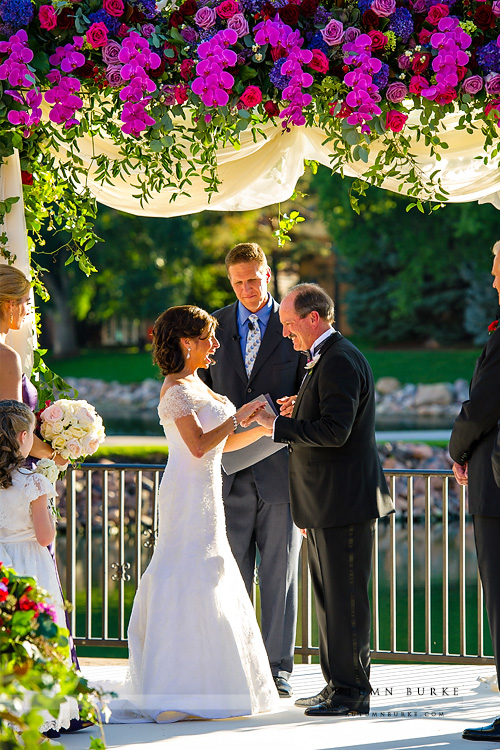 colorado broadmoor wedding ceremony bride and groom ring exchange