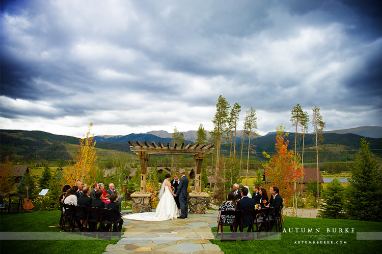 devils thumb ranch wedding ceremony lonesome barn rain