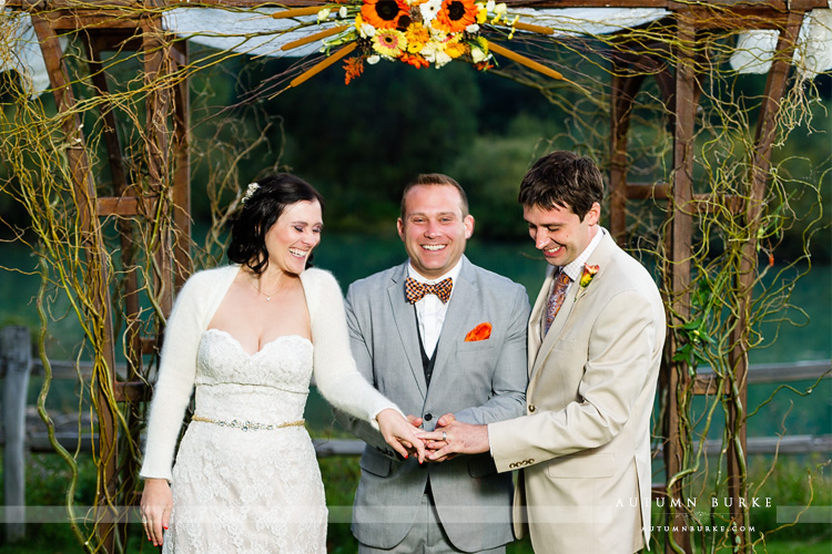 keystone colorado ski tip lodge wedding bride and groom with officiant