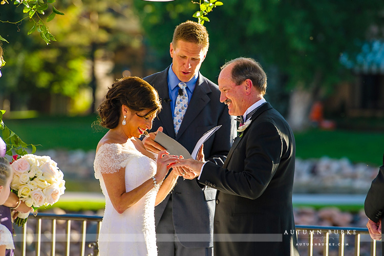 wedding ceremony the broadmoor colorado springs terrace bride and groom wedding vows