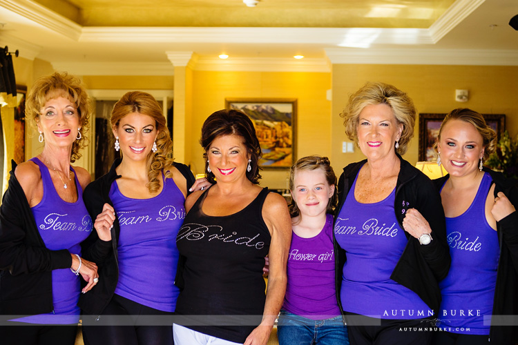 wedding the broadmoor colorado springs bride with bridesmaids team bride shirts monogrammed