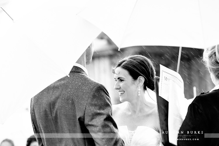 wedding vows devils thumb ranch colorado mountain ceremony rain bw