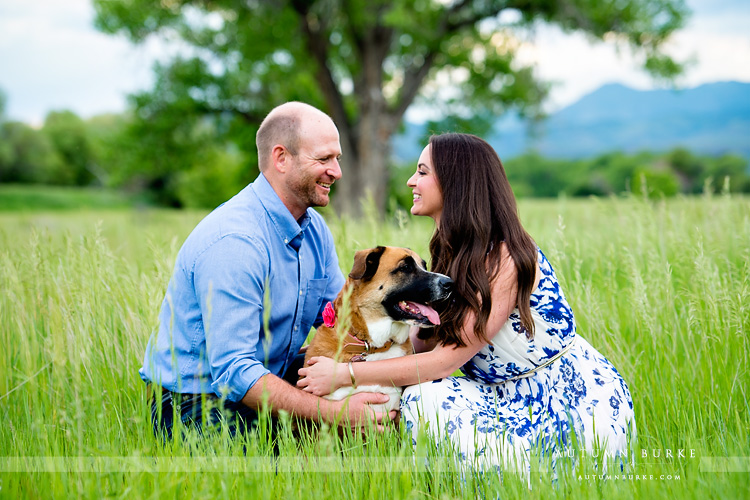 denver colorado wedding engagement session with dog nature