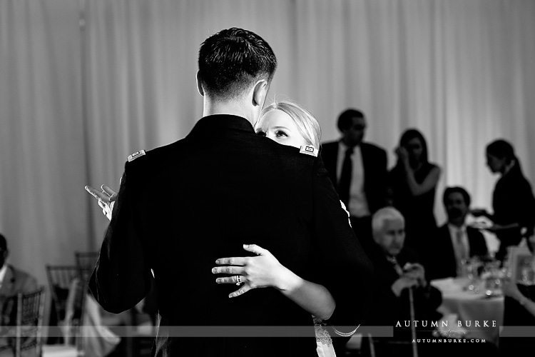 first dance beaver creek colorado mountain wedding westin riverfront bride and groom