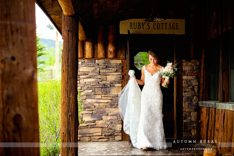 spruce mountain ranch bride on her way to first look with groom colorado wedding rubys cottage