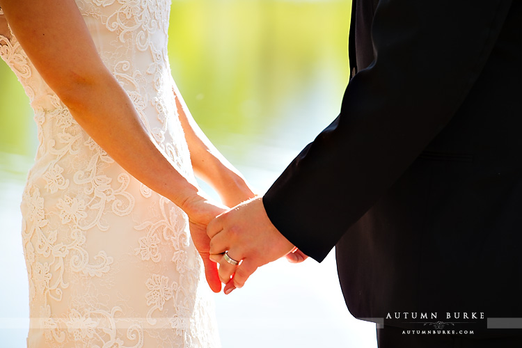 spruce mtn ranch wedding bride and groom hands