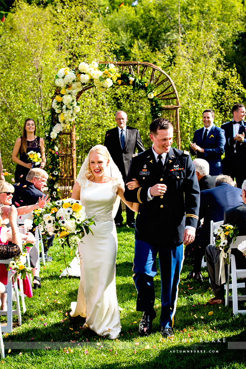 westin wedding colorado mountain beaver creek ceremony bride and groom just married