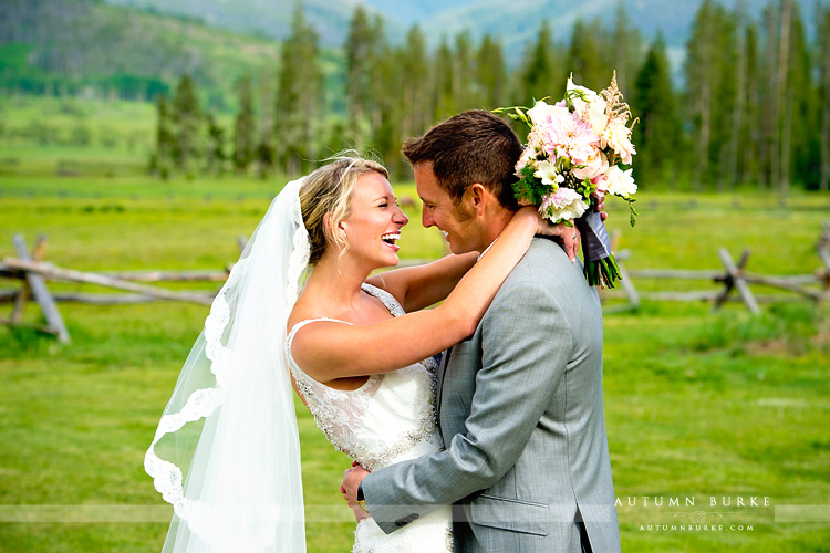 devils thumb ranch colorado mountain wedding bride and groom