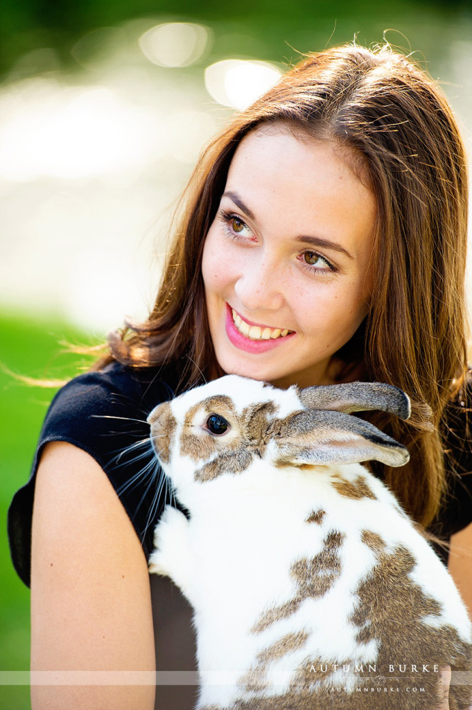 adorable portrait with pet bunny colorado high school senior littleton denver